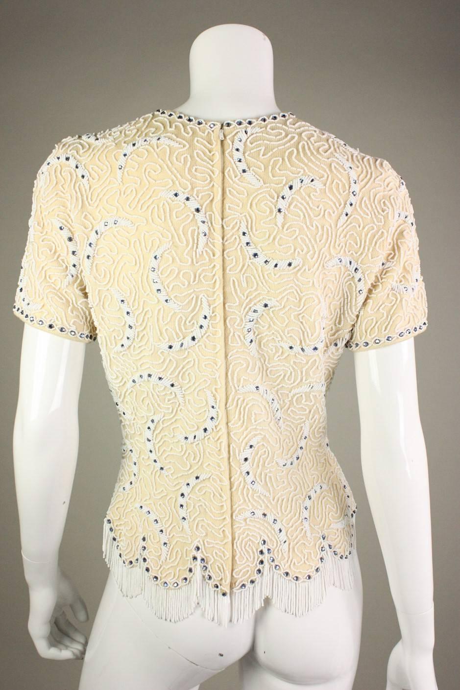 1950's Elsie Tu Beaded Sweater In Excellent Condition In Los Angeles, CA