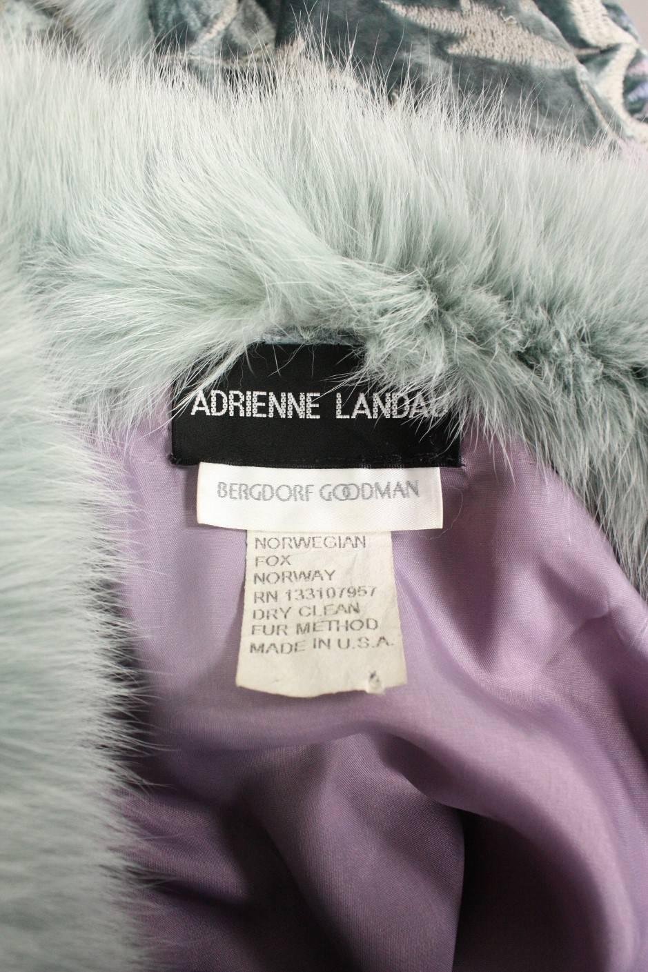 1990's Adrienne Landau Embroidered Coat with Fur Trim 5