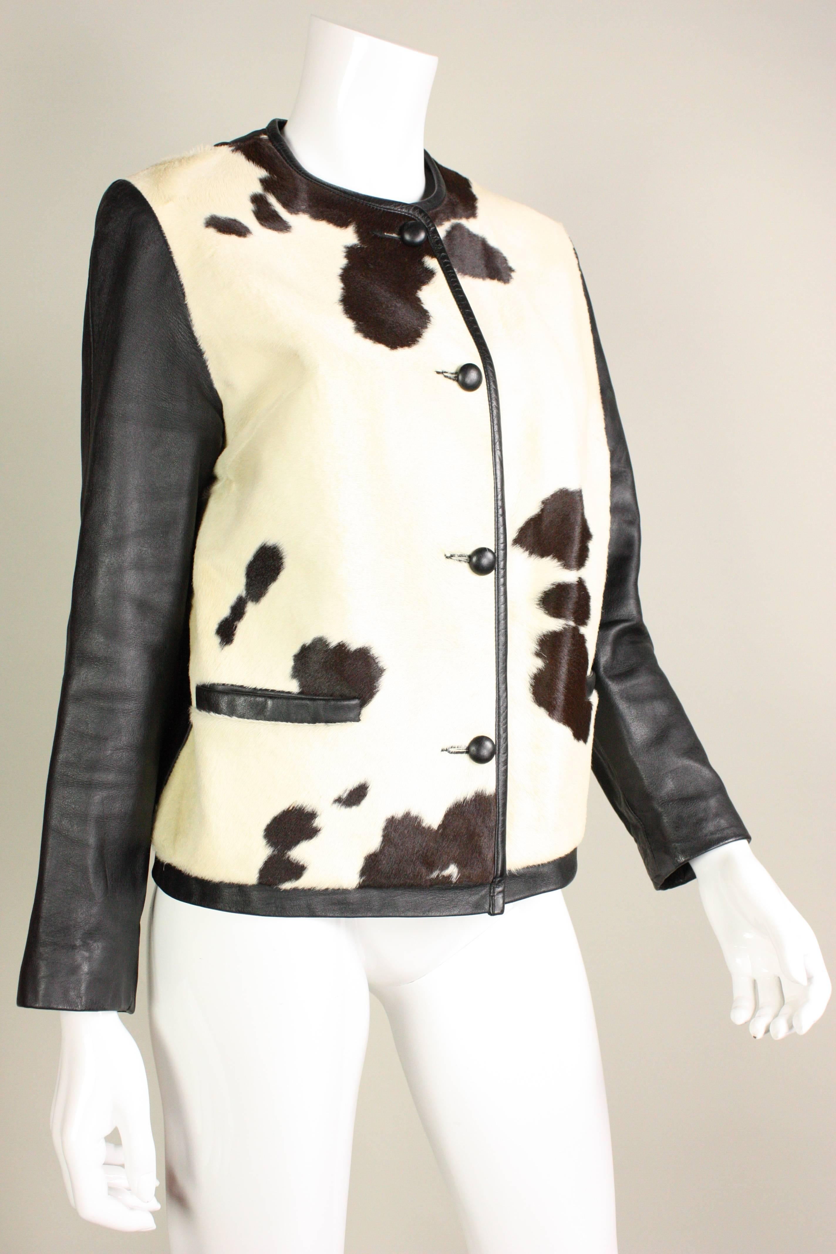 White 1960's Cowhide & Leather Jacket
