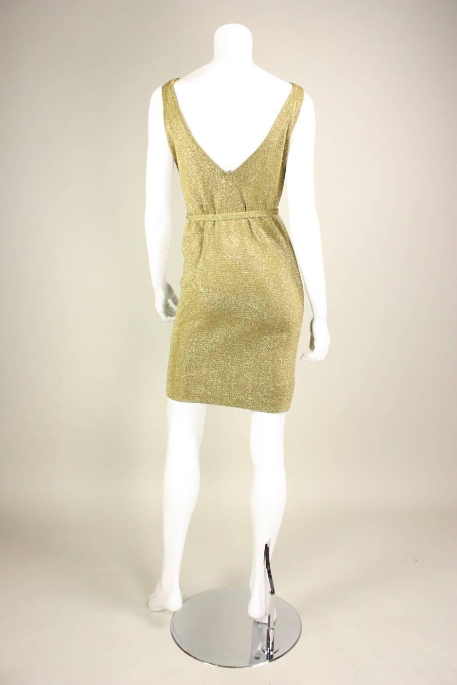 Women's 1960's Rudi Gernreich Gold Metallic Knit Dress