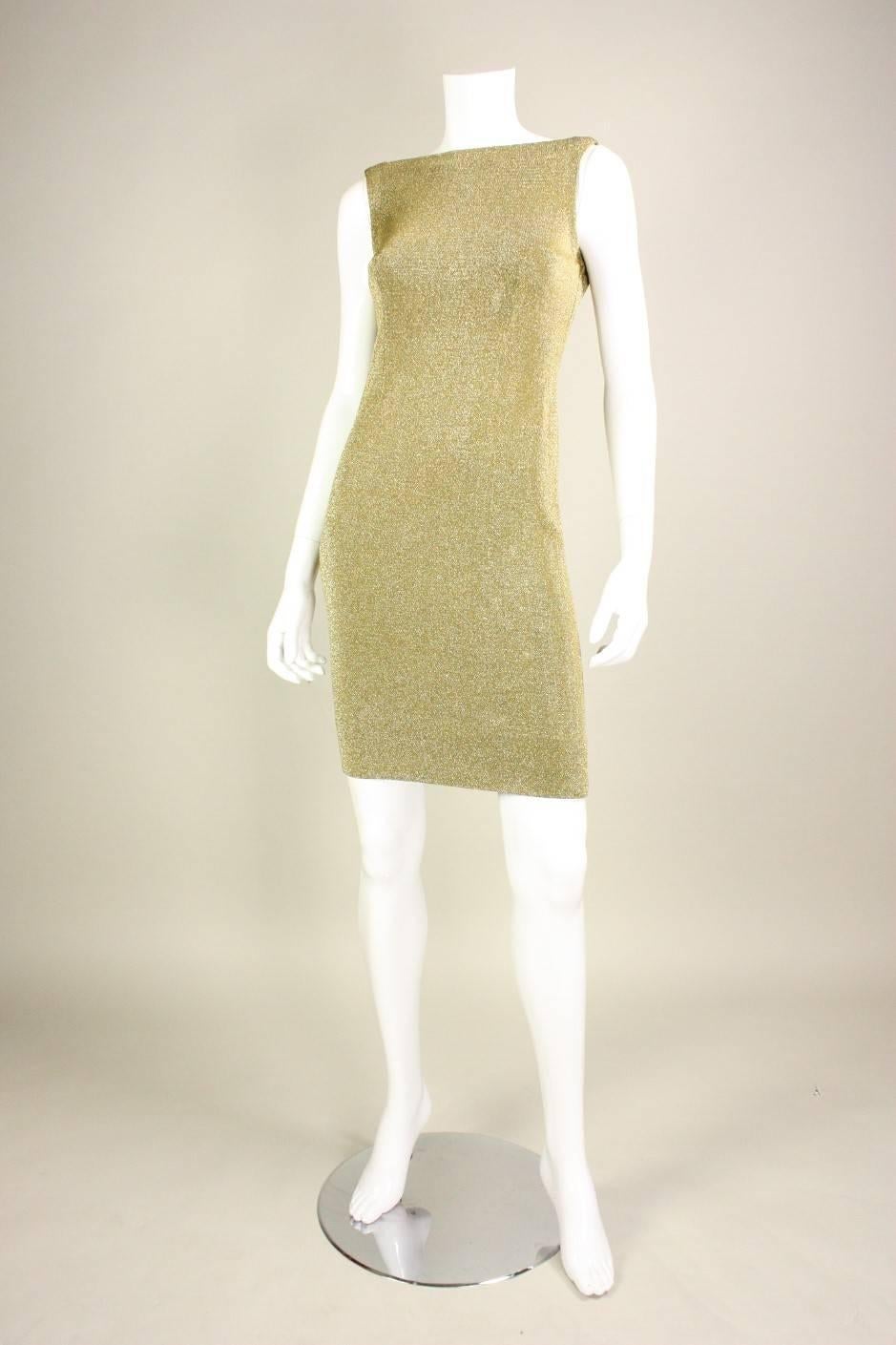 1960's Rudi Gernreich Gold Metallic Knit Dress 1