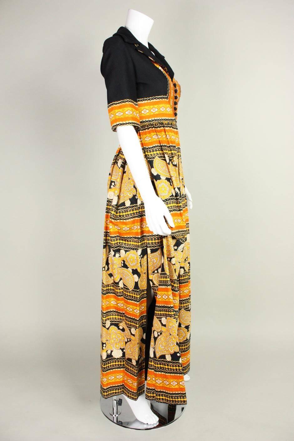 Orange 1970's Oscar de la Renta Cotton Jumpsuit For Sale