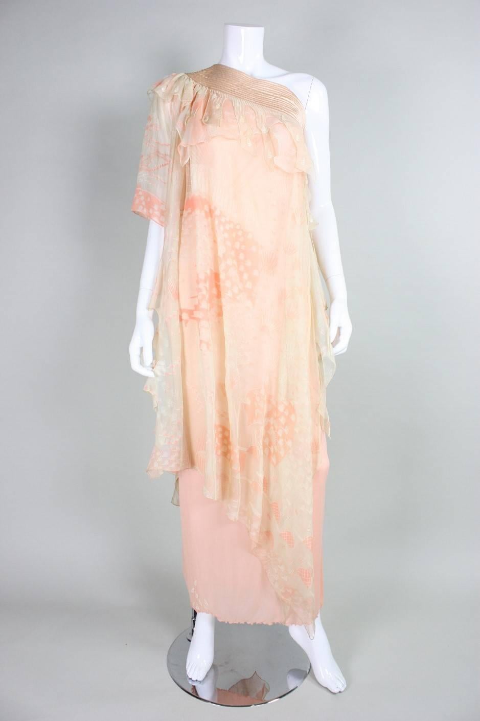 1970's Zandra Rhodes One-Shouldered Gown In Excellent Condition In Los Angeles, CA
