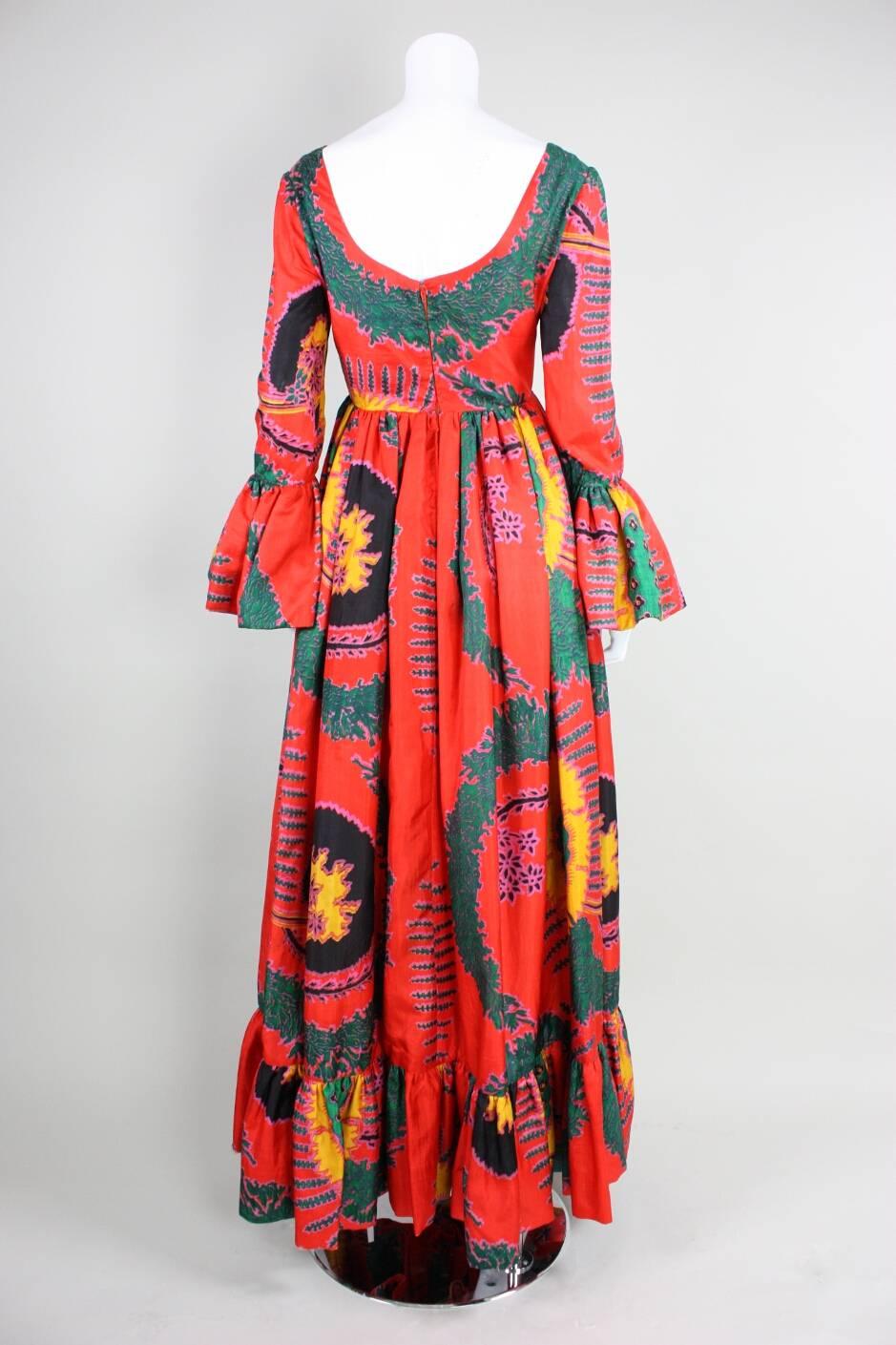 Women's or Men's 1970's Geoffrey Beene Printed Silk Gown For Sale