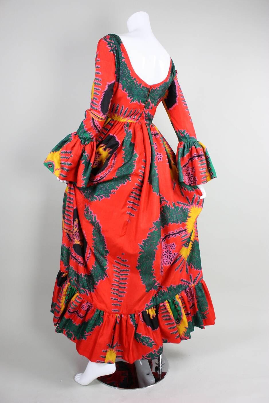 1970's Geoffrey Beene Printed Silk Gown For Sale 1