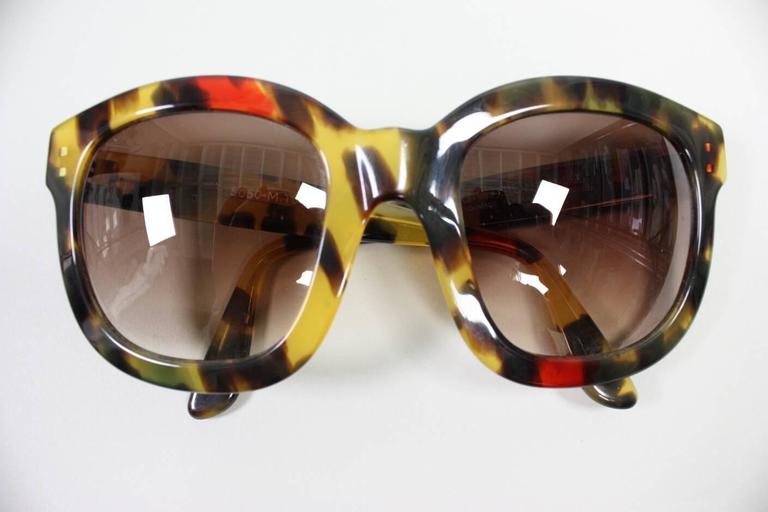 Brown 1980's Emmanuelle Khanh Faux Tortoise Shell Sunglasses