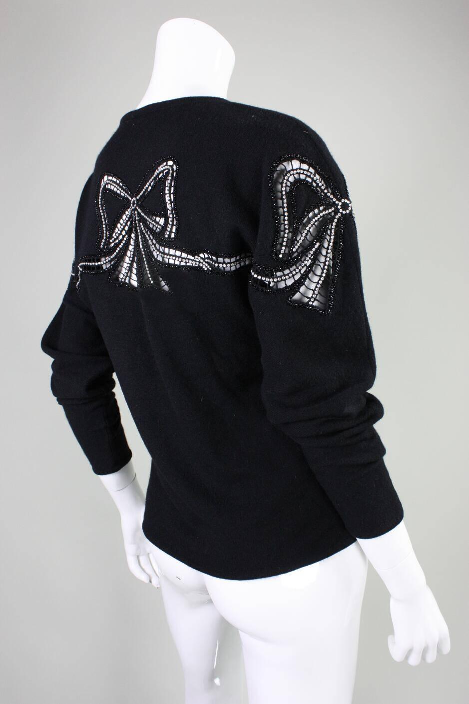 Women's or Men's 1980's Valentino Sweater with Cutout Bows For Sale