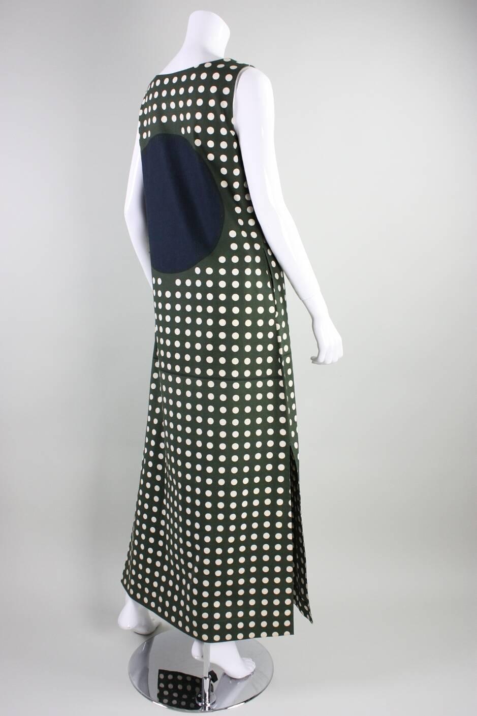 Black 1960's Marimekko Graphic Cotton Maxi Dress For Sale