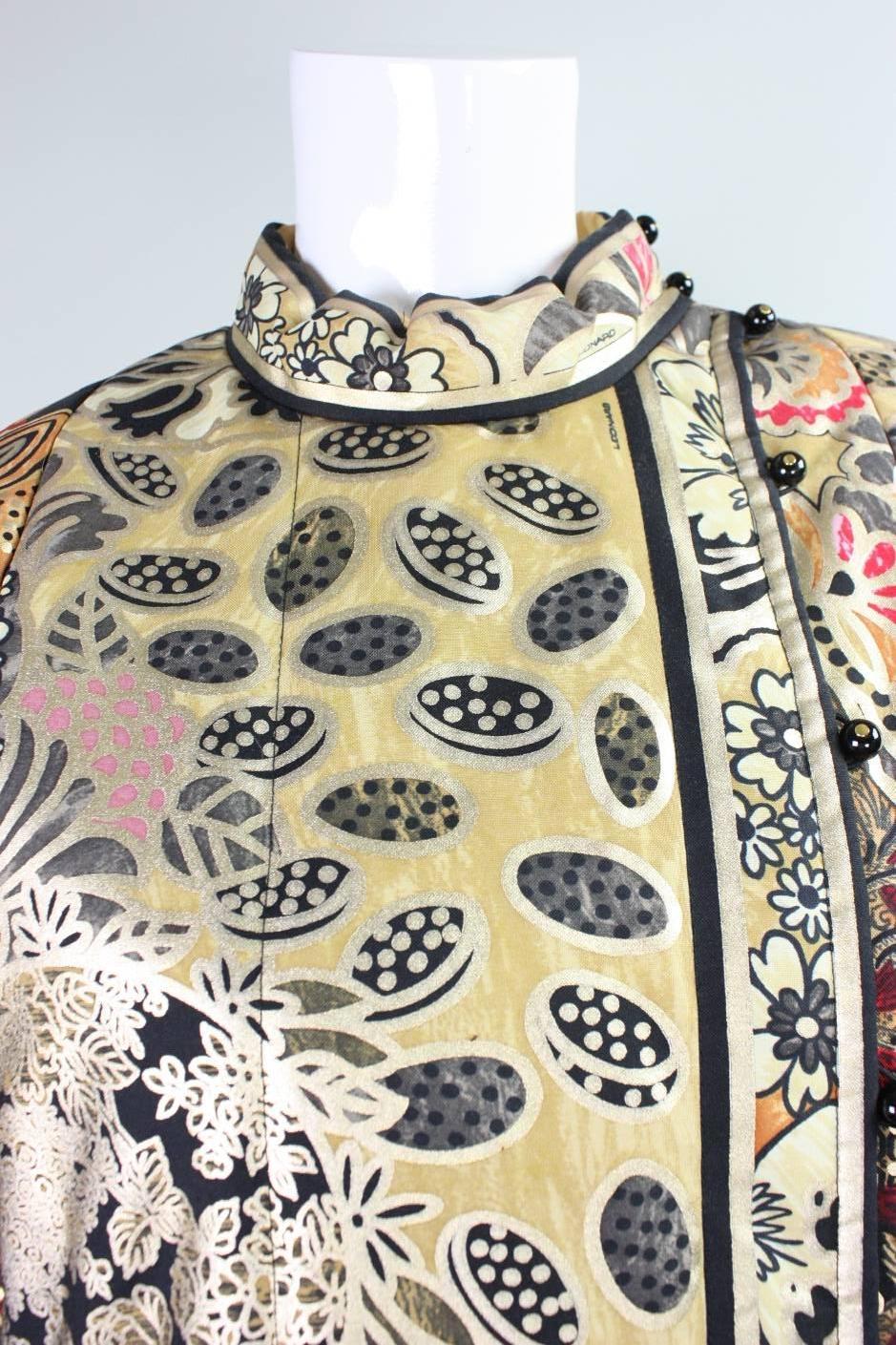 Women's 1980's Leonard Paris Quilted Jacket with Asian Motif