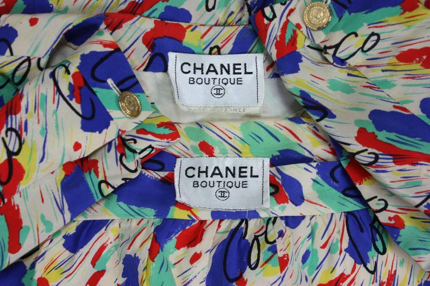1980's Chanel Silk Ensemble For Sale 3