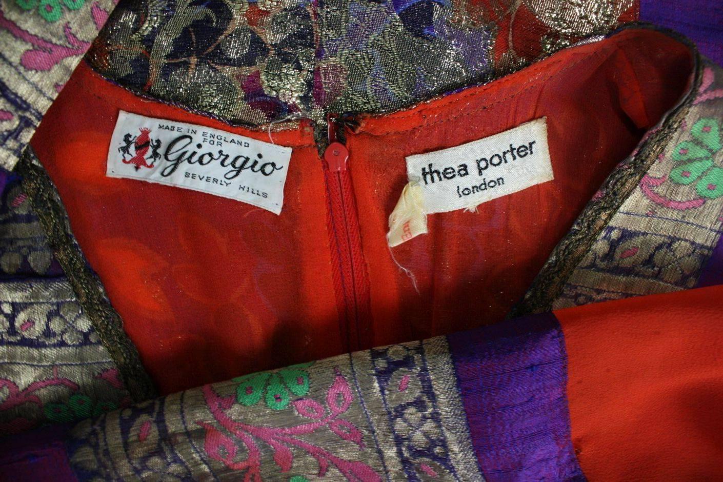 1970's Thea Porter Metallic Silk Gown For Sale 3