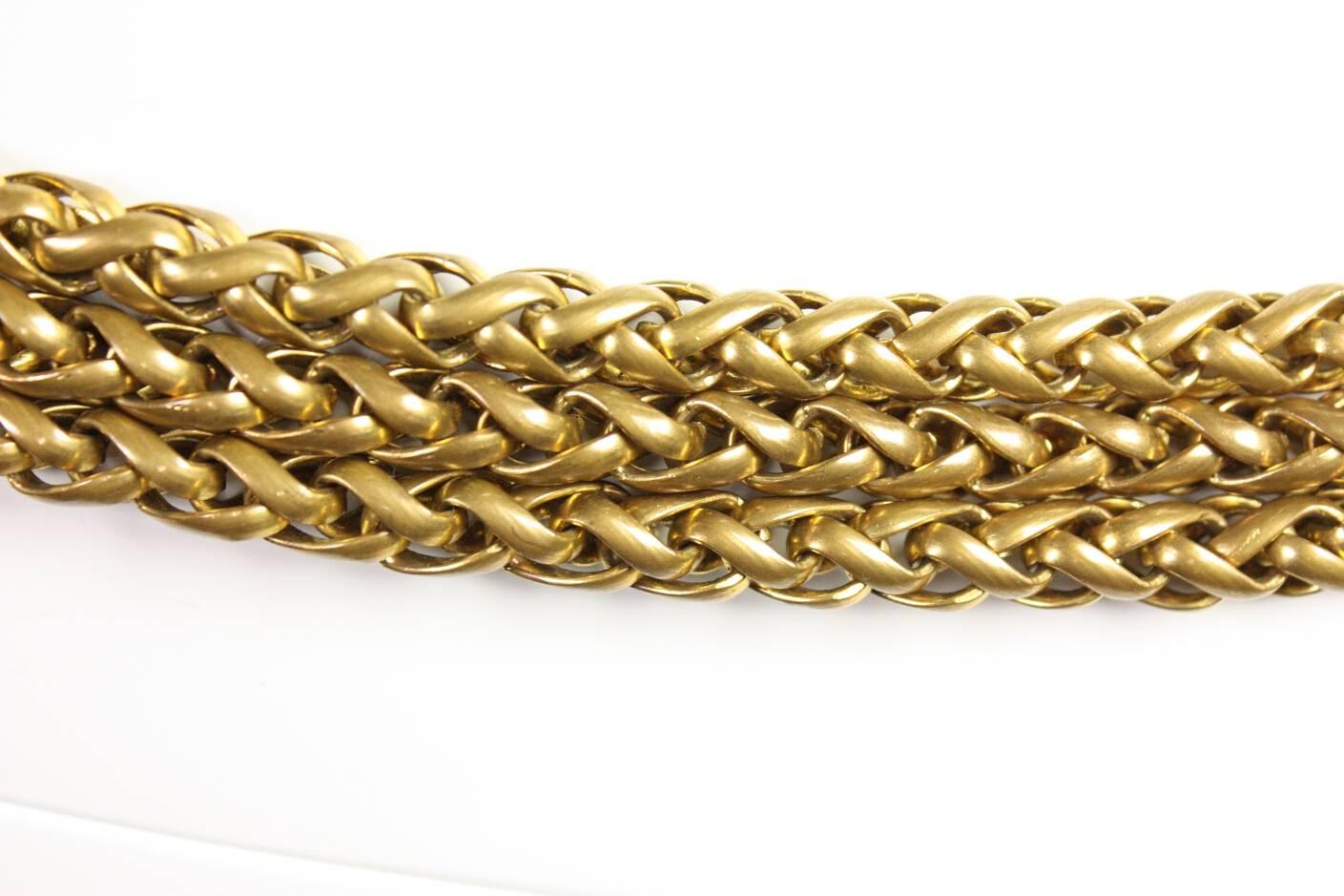 Chanel Gold-Toned Chain Belt with Gripoix In Excellent Condition In Los Angeles, CA