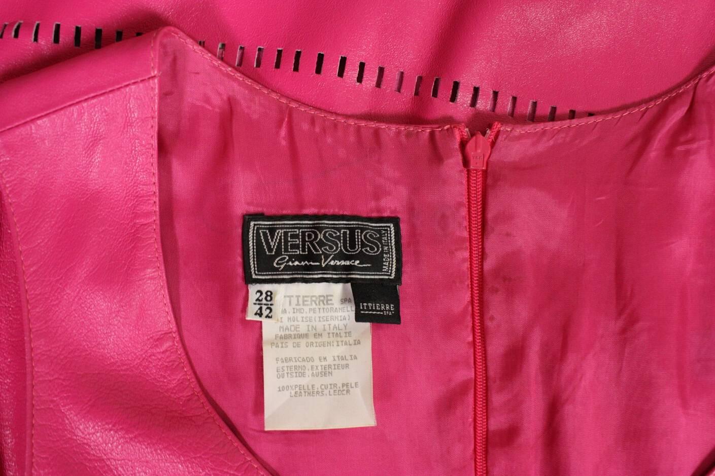 1990's Versus Pink Leather Dress For Sale 1