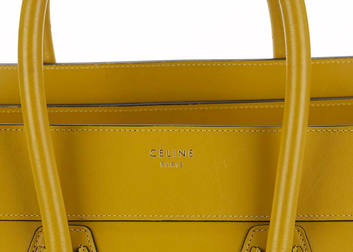 2014 Céline Chartreuse Yellow Smooth Calfskin Mini Luggage Tote 1