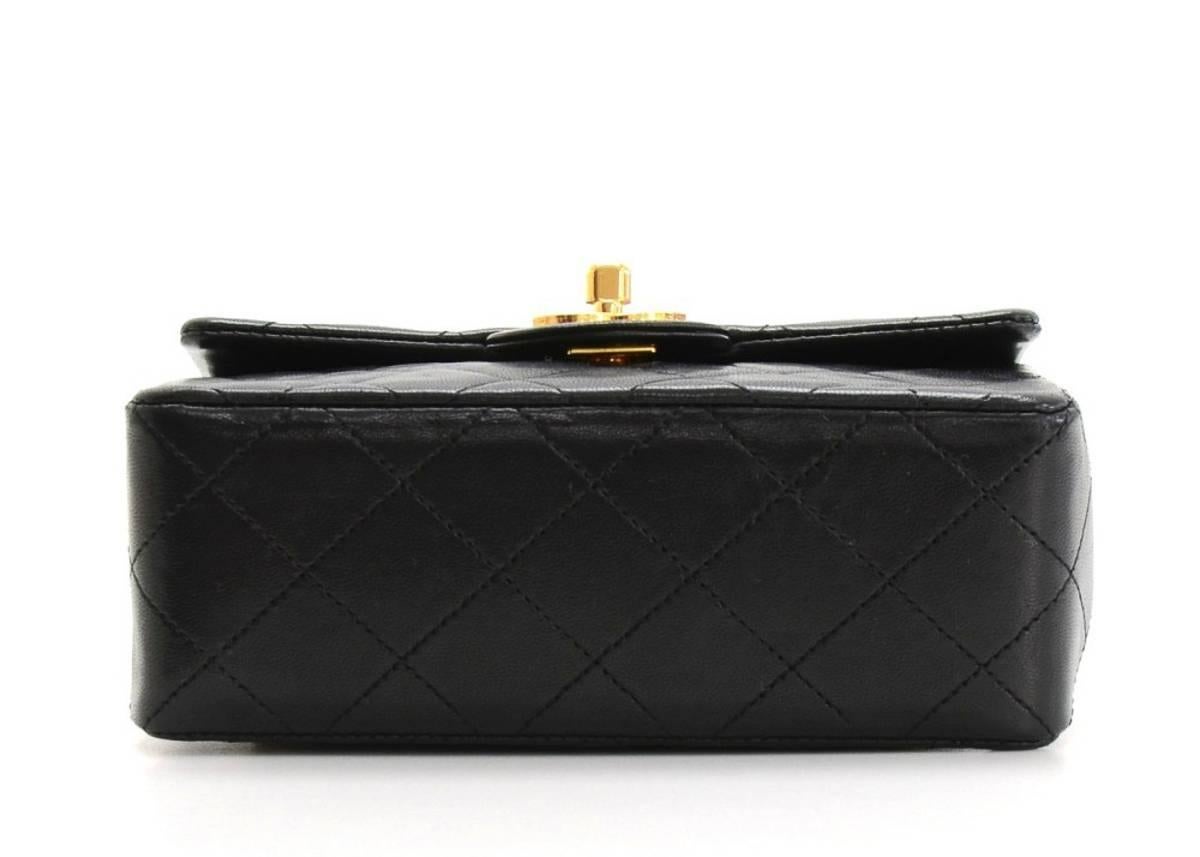 1990's Chanel Black Quilted Lambskin Vintage Mini Flap Bag 1
