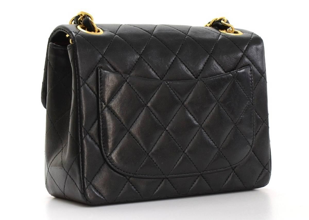 1990's Chanel Black Quilted Lambskin Vintage Mini Flap Bag In Excellent Condition In Bishop's Stortford, Hertfordshire