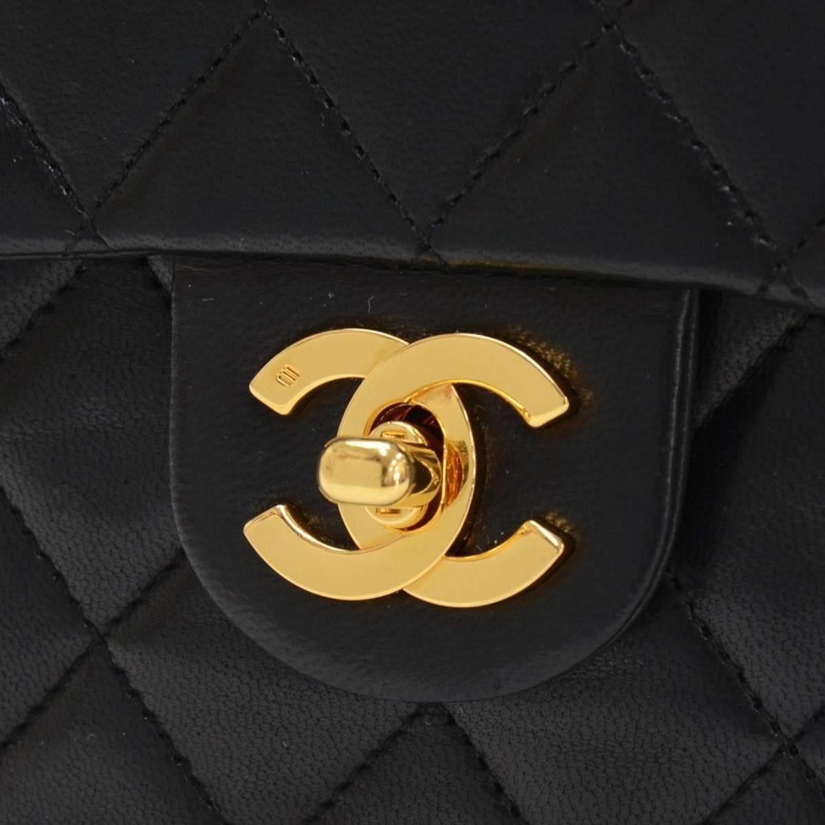 1990's Chanel Black Quilted Lambskin Vintage Mini Flap Bag 2