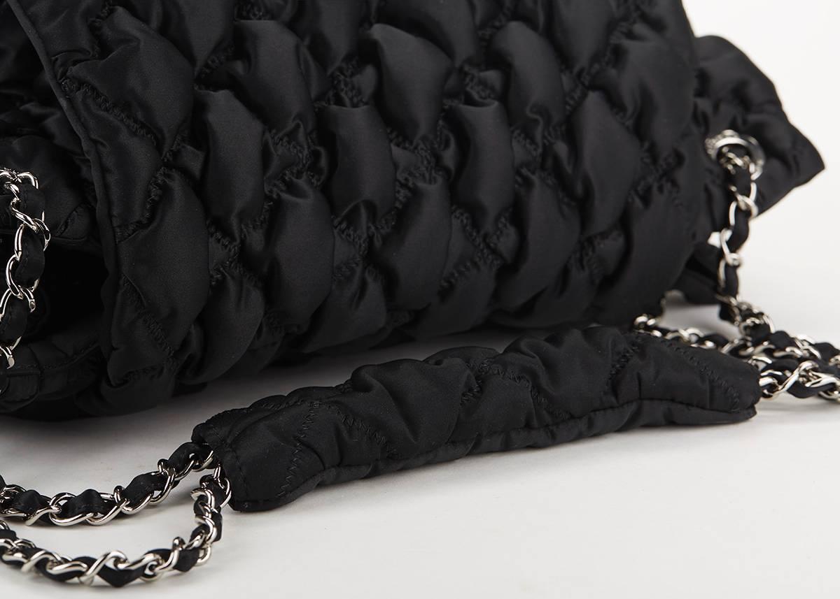 Women's 2000's Chanel Black Bubble Quilted Nylon Single Flap Bag
