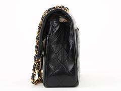 1990s Chanel Black Quilted Lambskin Vintage Medium Classic Double Flap Bag