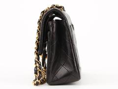 1990s Chanel Black Quilted Lambskin Vintage Small Classic Double Flap bag