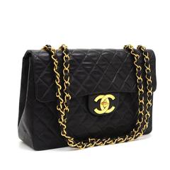 Chanel Black Quilted Lambskin Vintage Maxi Jumbo Xl Flap Bag