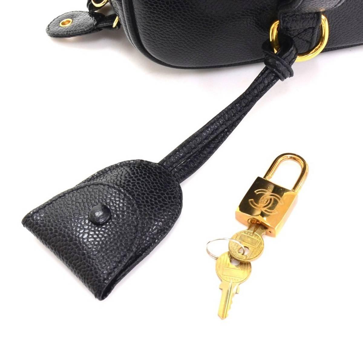 Chanel Black Caviar Leather Vintage Timeless Vanity Handbag 3