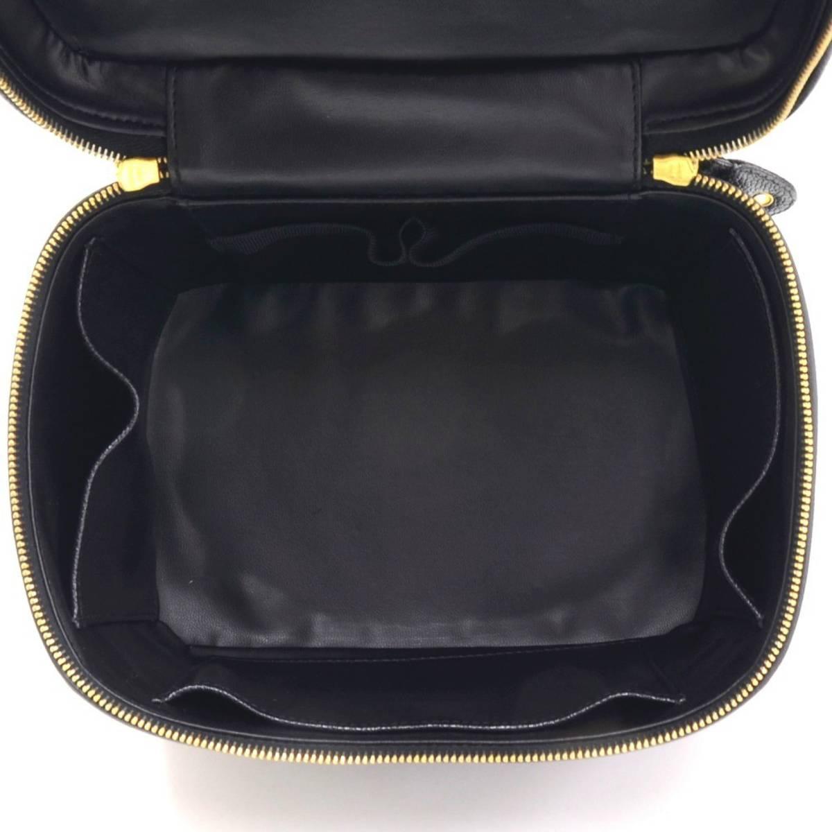 Chanel Black Caviar Leather Vintage Timeless Vanity Handbag 1