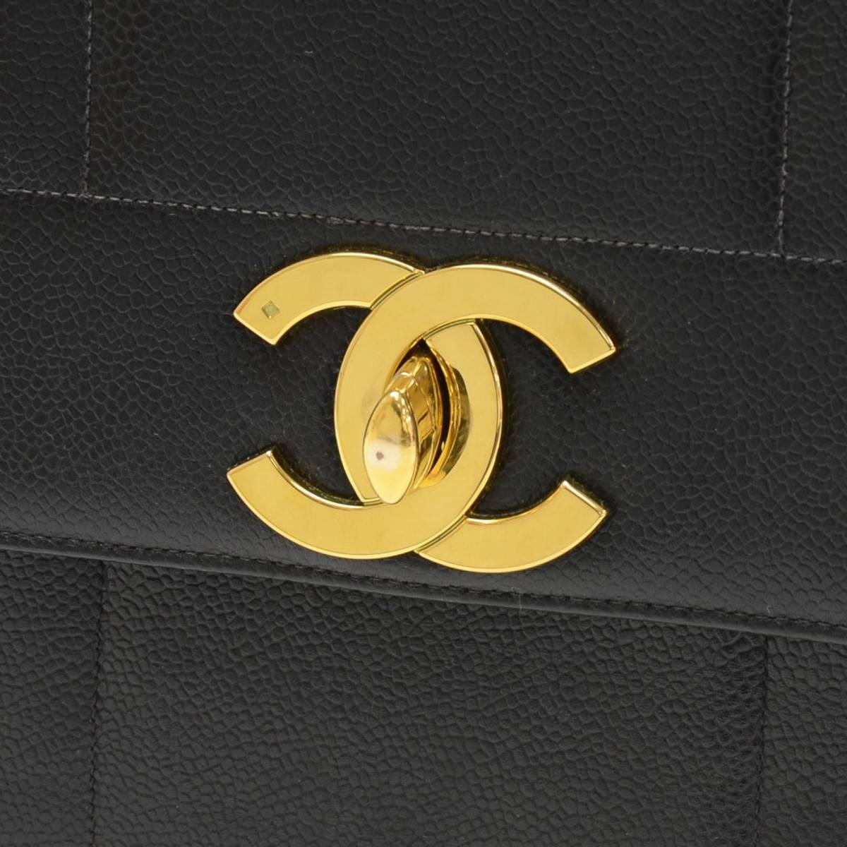 Chanel Black Vertical Quilted Caviar Leather Vintage Timeless Kelly 6