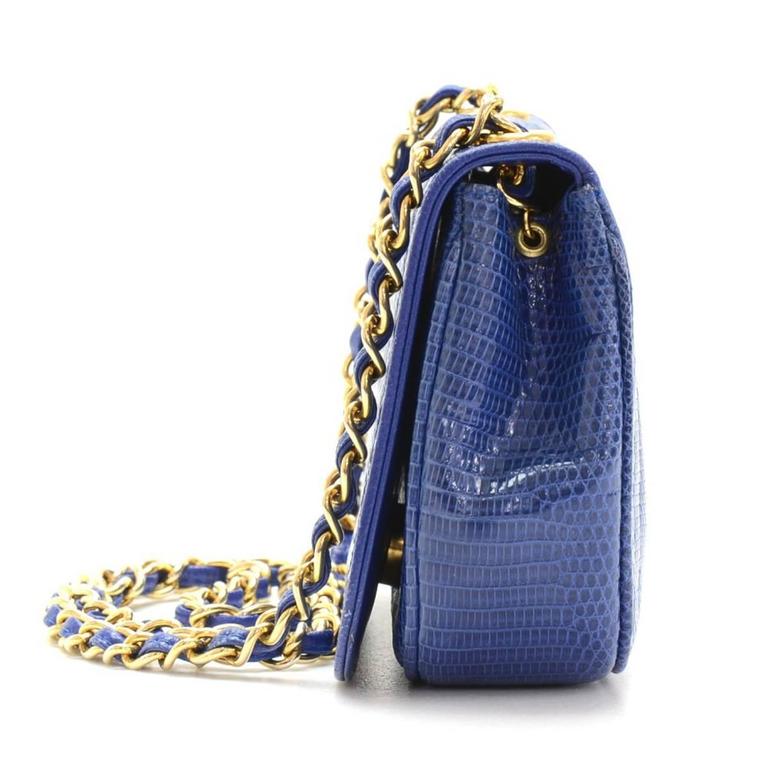 Chanel Blue Lizard Skin Vintage Mini Flap Bag at 1stDibs chanel