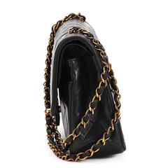 1990s Chanel Black Quilted Lambskin Vintage Medium Classic Double Flap Bag