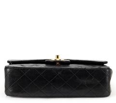 1990s Chanel Black Quilted Lambskin Vintage Small Classic Double Flap Bag