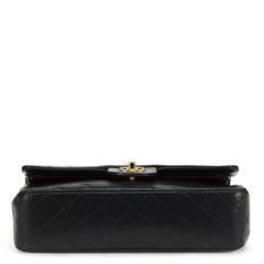 1990s Chanel Black Quilted Lambskin Vintage Medium Classic Double Flap Bag