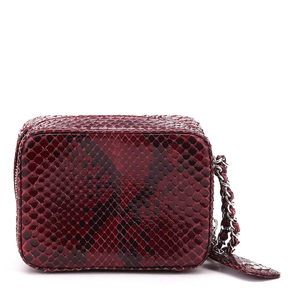 Black 2000s Chanel Raspberry Python Leather Mini Timeless Bag
