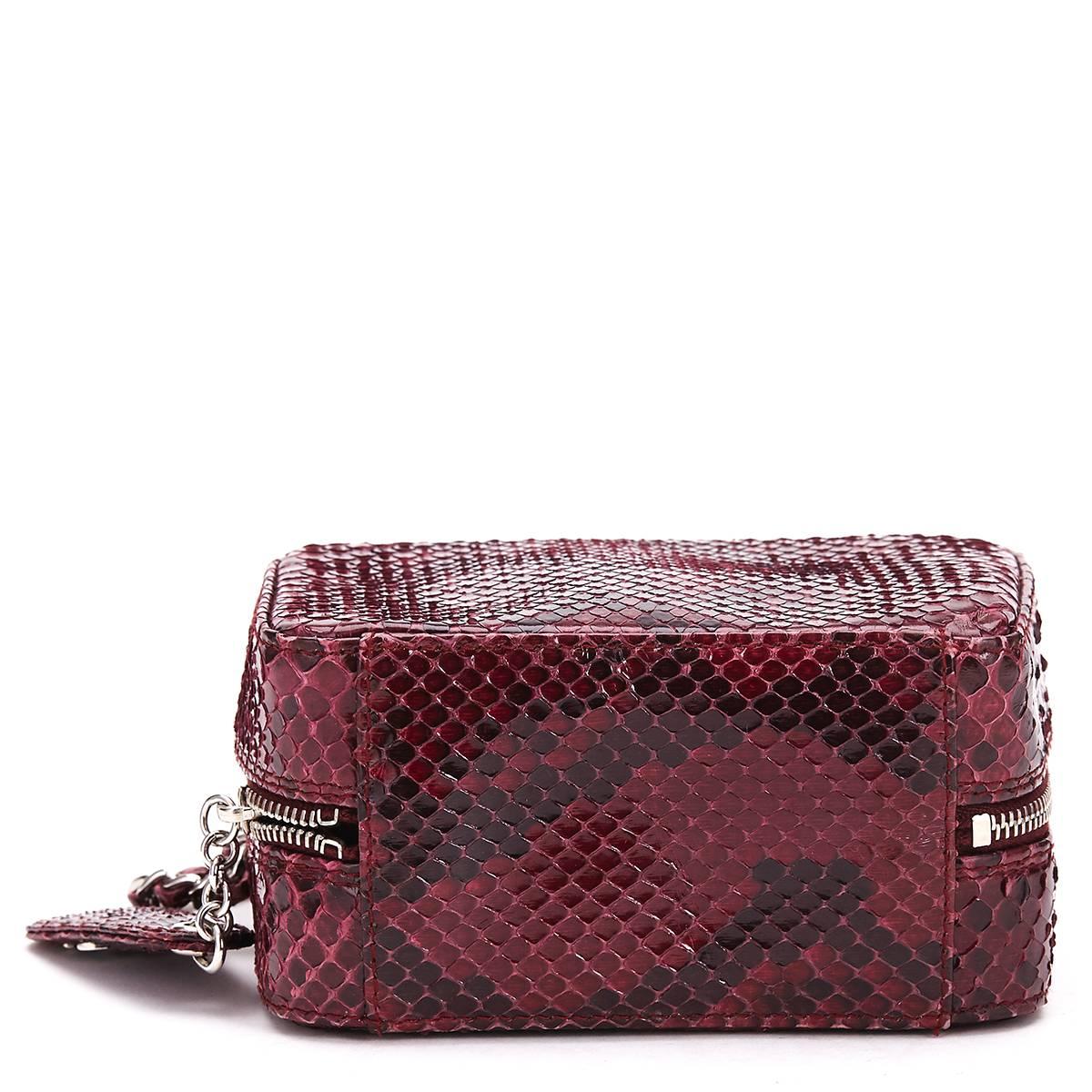 Women's 2000s Chanel Raspberry Python Leather Mini Timeless Bag