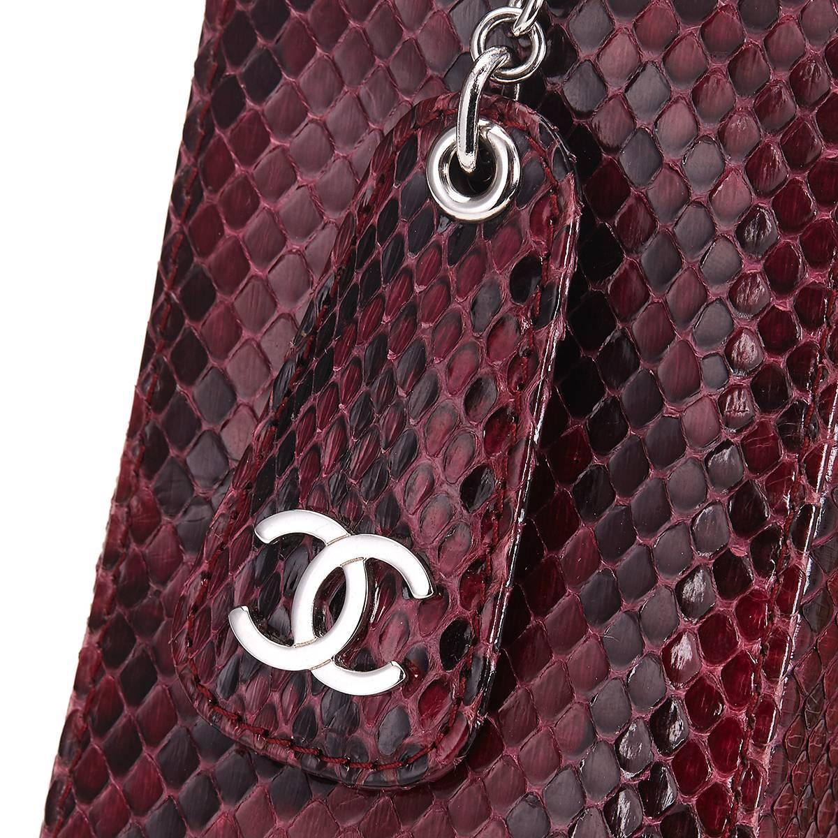 2000s Chanel Raspberry Python Leather Mini Timeless Bag 4