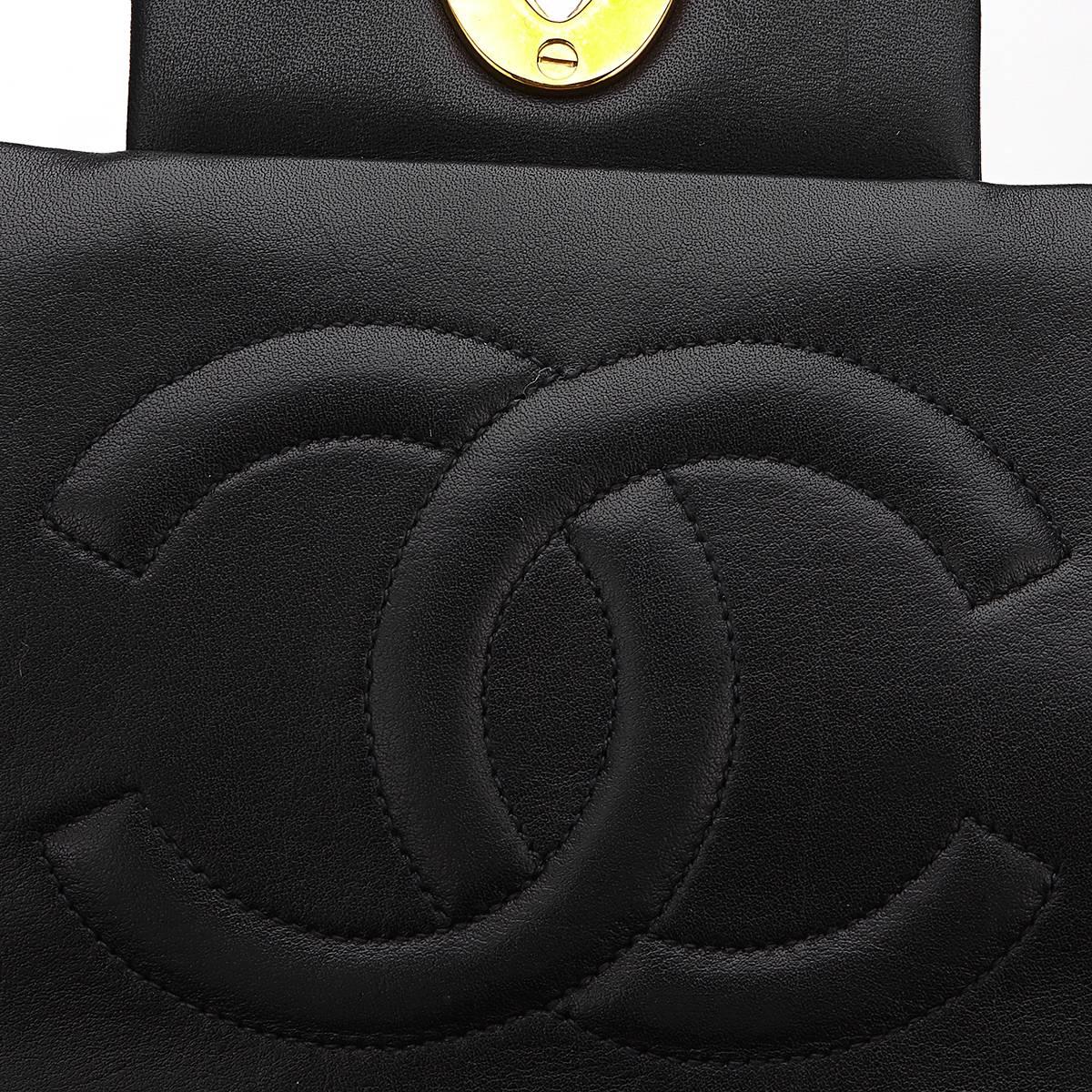 1990s Chanel Black Quilted Lambskin Vintage Maxi Jumbo XL Flap Bag 6
