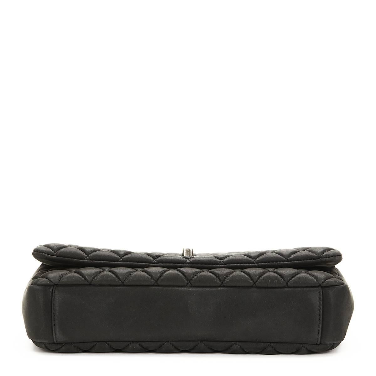 2012 Chanel Black Quilted Velvet Calfskin Small Bubble Flap Bag 2