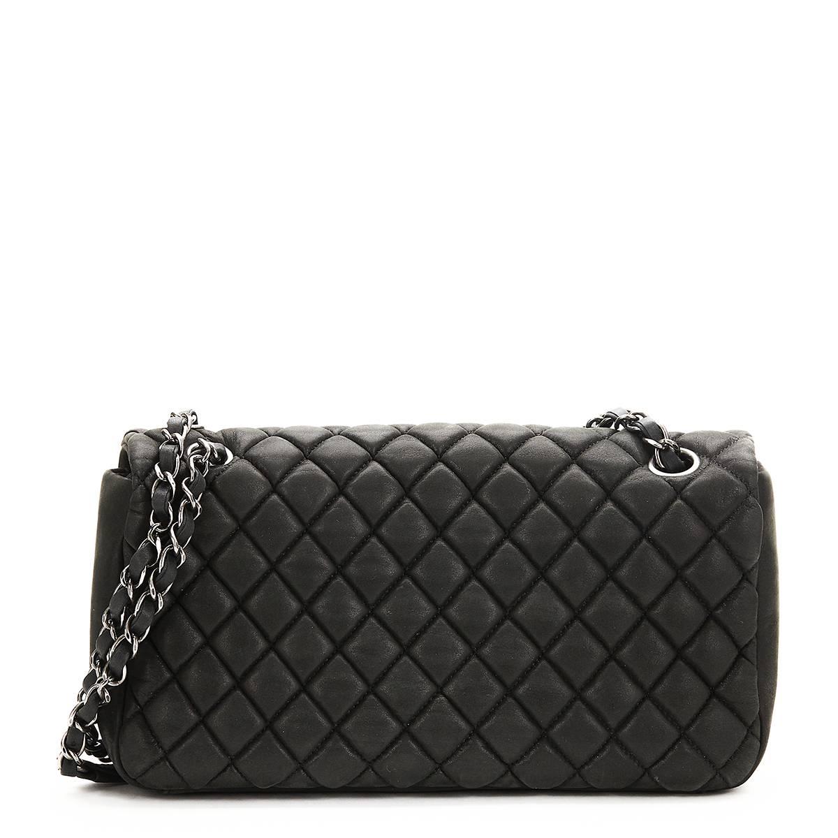 2012 Chanel Black Quilted Velvet Calfskin Small Bubble Flap Bag 6
