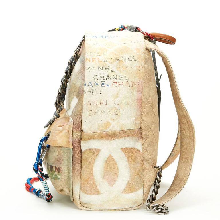 2014 Chanel Beige Canvas Spring 2014 'Act 2' Medium Graffiti Backpack at  1stDibs