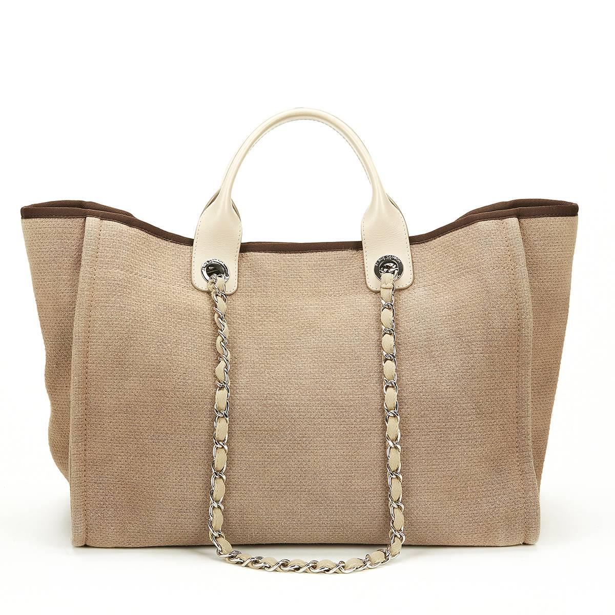 2013 Chanel Beige Canvas Large Deauville Tote at 1stDibs | chanel beige ...