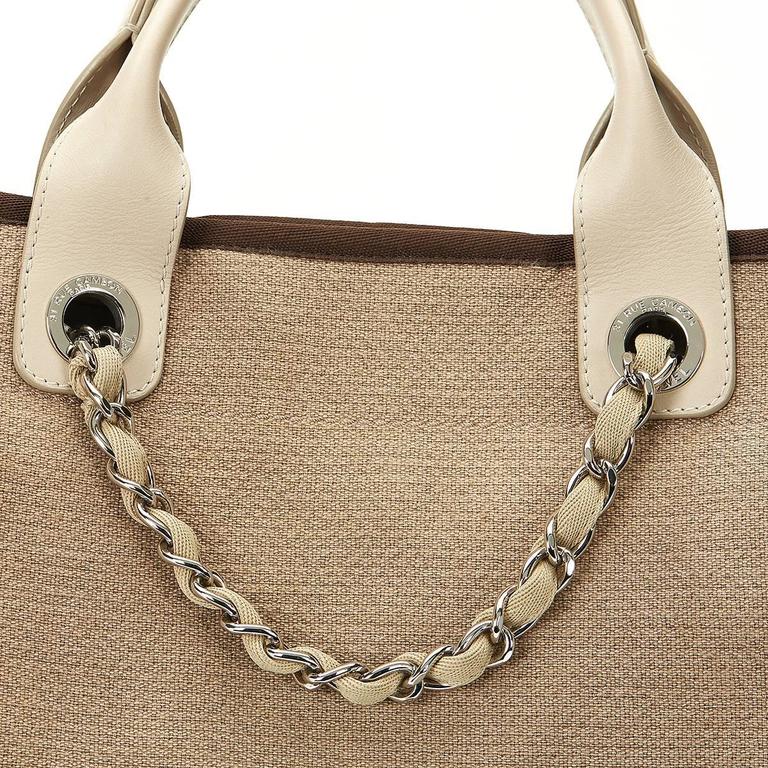 2013 Chanel Beige Canvas Large Deauville Tote at 1stDibs