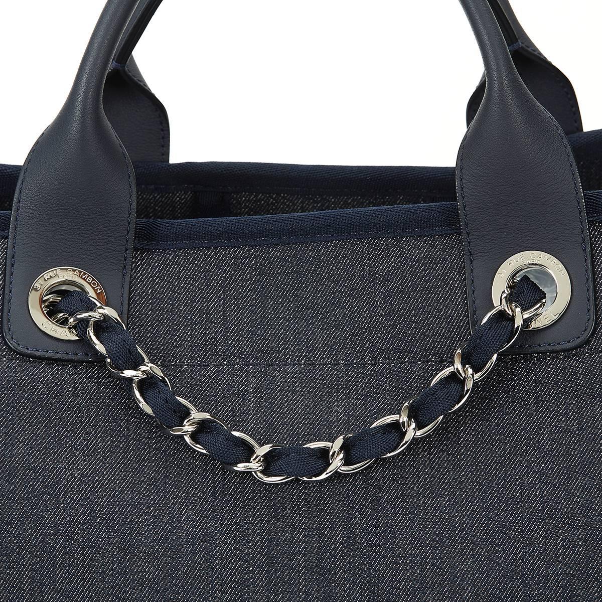 2014 Chanel Navy Canvas Large Deauville Tote 2