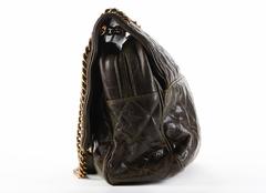 2012 Chanel Khaki Quilted Crumpled Grained Calfskin Maxi Shiva Flap Bag