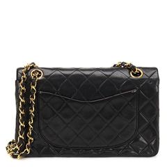 1990s Chanel Black Quilted Lambskin Vintage Small Classic Double Flap Bag