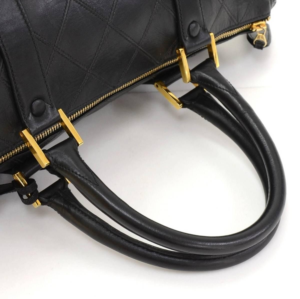 Chanel Black Quilted Lambskin Vintage Boston Bag 5
