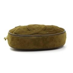 1990s Chanel Olive Green Suede Vintage Timeless Shoulder Bag