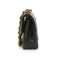 1990s Chanel Black Quilted Lambskin Vintage Small Classic Double Flap Bag