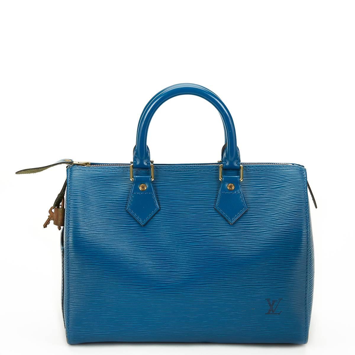 Women's 1990's Louis Vuitton Blue Epi Leather Vintage Speedy 25