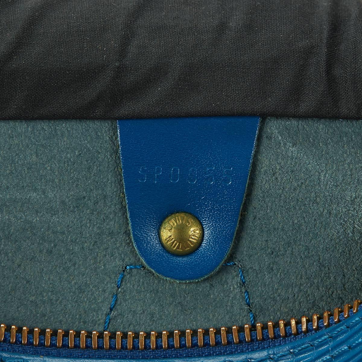 1990's Louis Vuitton Blue Epi Leather Vintage Speedy 25 4