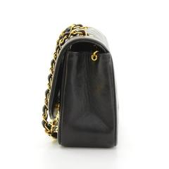 1990's Chanel Black Quilted Lambskin Vintage Diana Classic Single Flap Bag